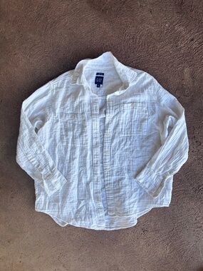 gap big shirt crinkle gauze white button up shirt